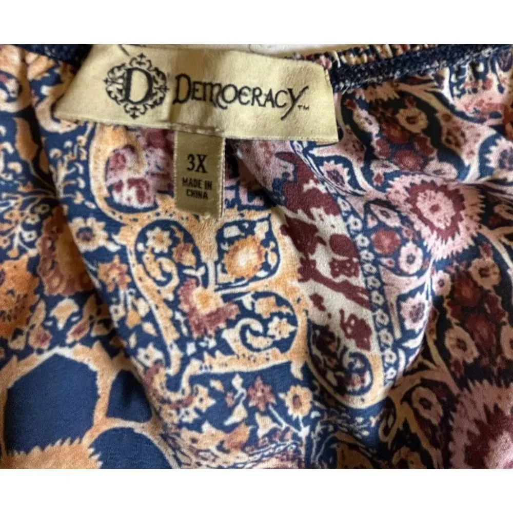 Democracy Womens Floral Allover Print Bell Sleeve Boho Blouse Multicolor Size 3X - Picture 6 of 6